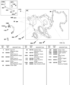Gear Cover, Governor Crank Diagram and Parts List for 580447-0315-XX  Briggs and Stratton Engine